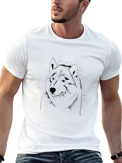 Black T-Shirt with Wolf Graphic