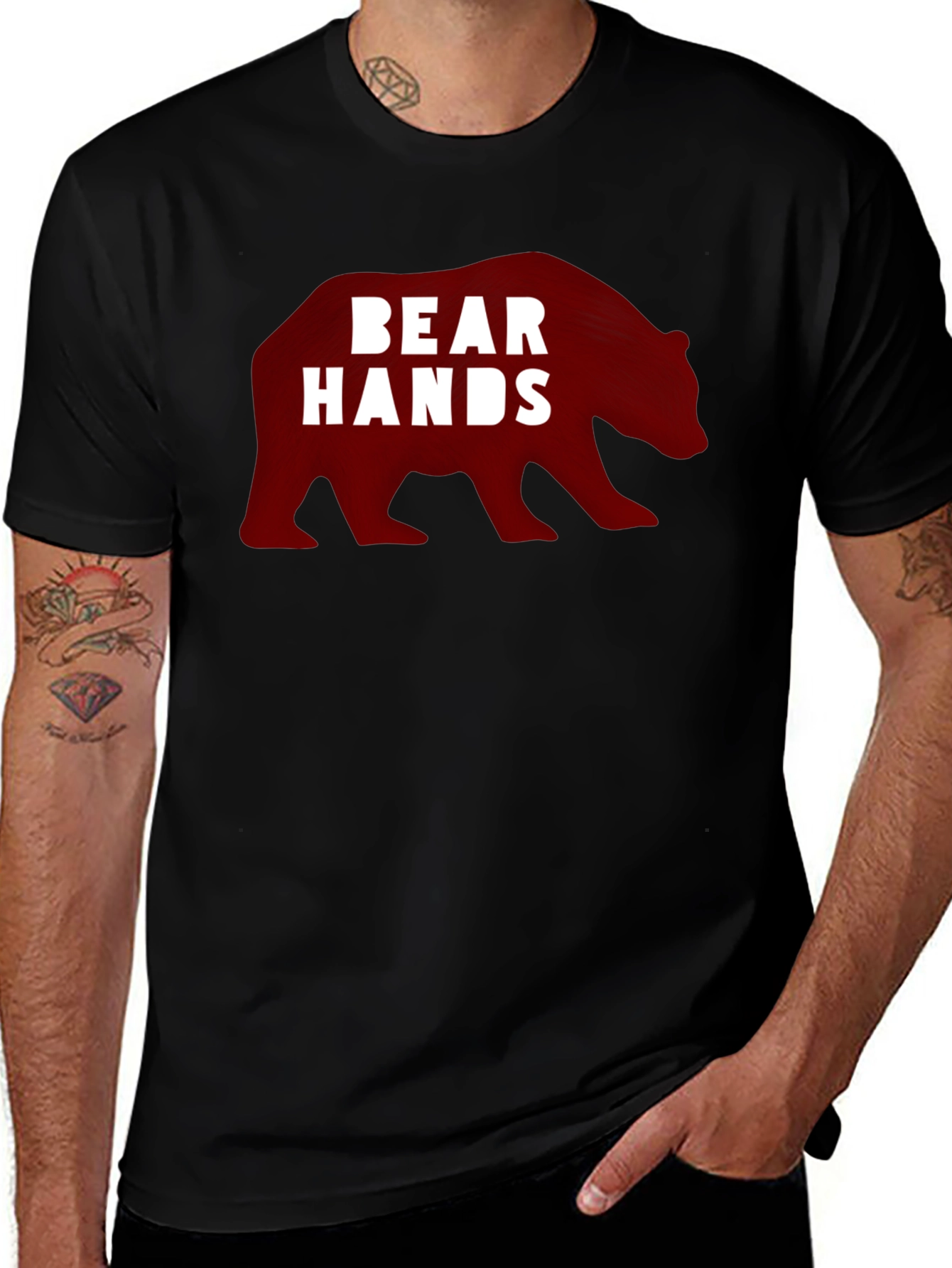 Bear Hands Graphic Black T-Shirt
