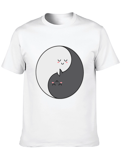 Yin Yang Cat Graphic T-Shirt