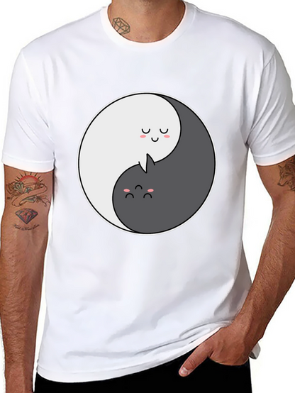 Yin Yang Cat Graphic T-Shirt