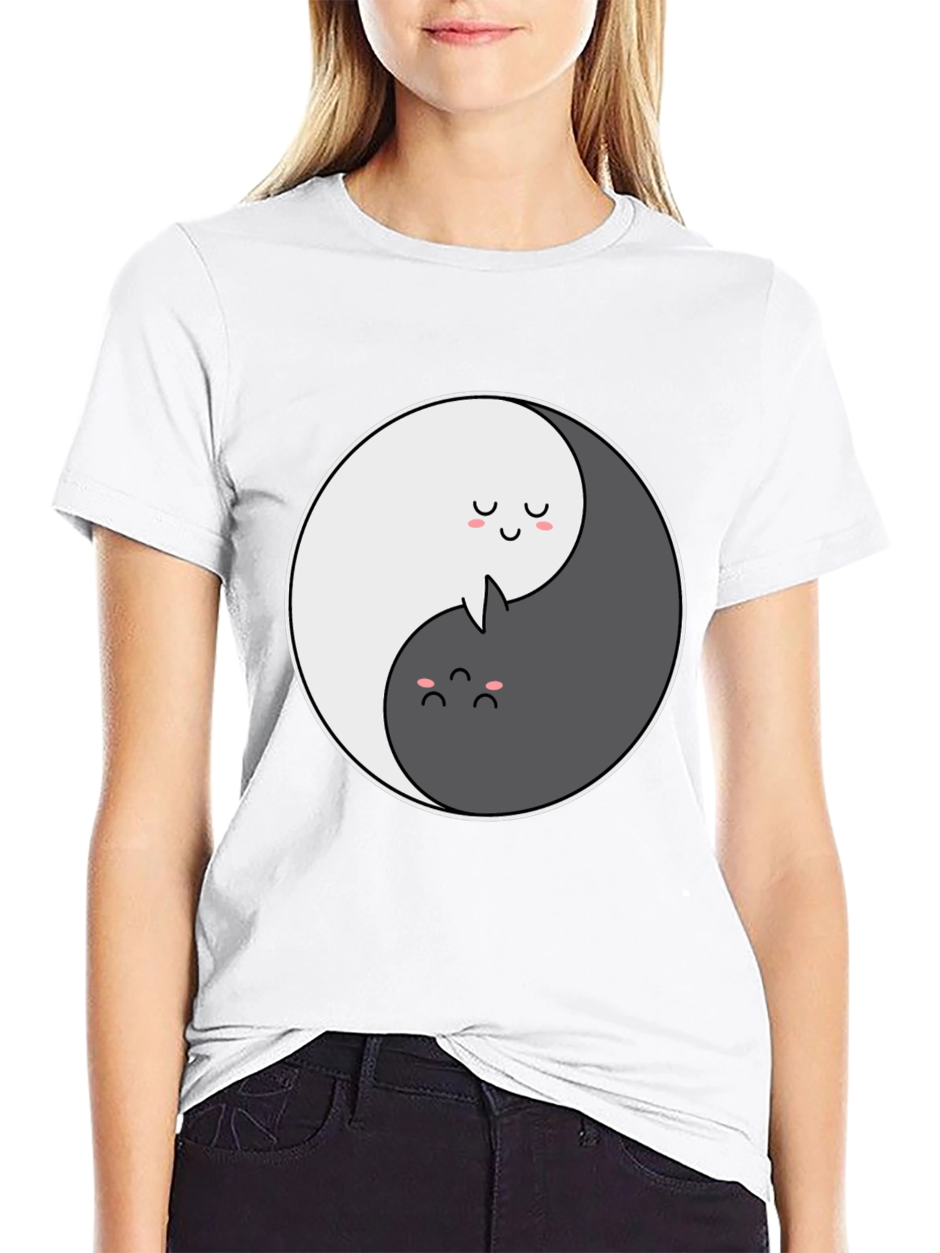 Yin Yang Cat Graphic T-Shirt