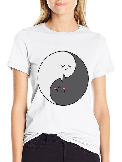 Yin Yang Cat Graphic T-Shirt