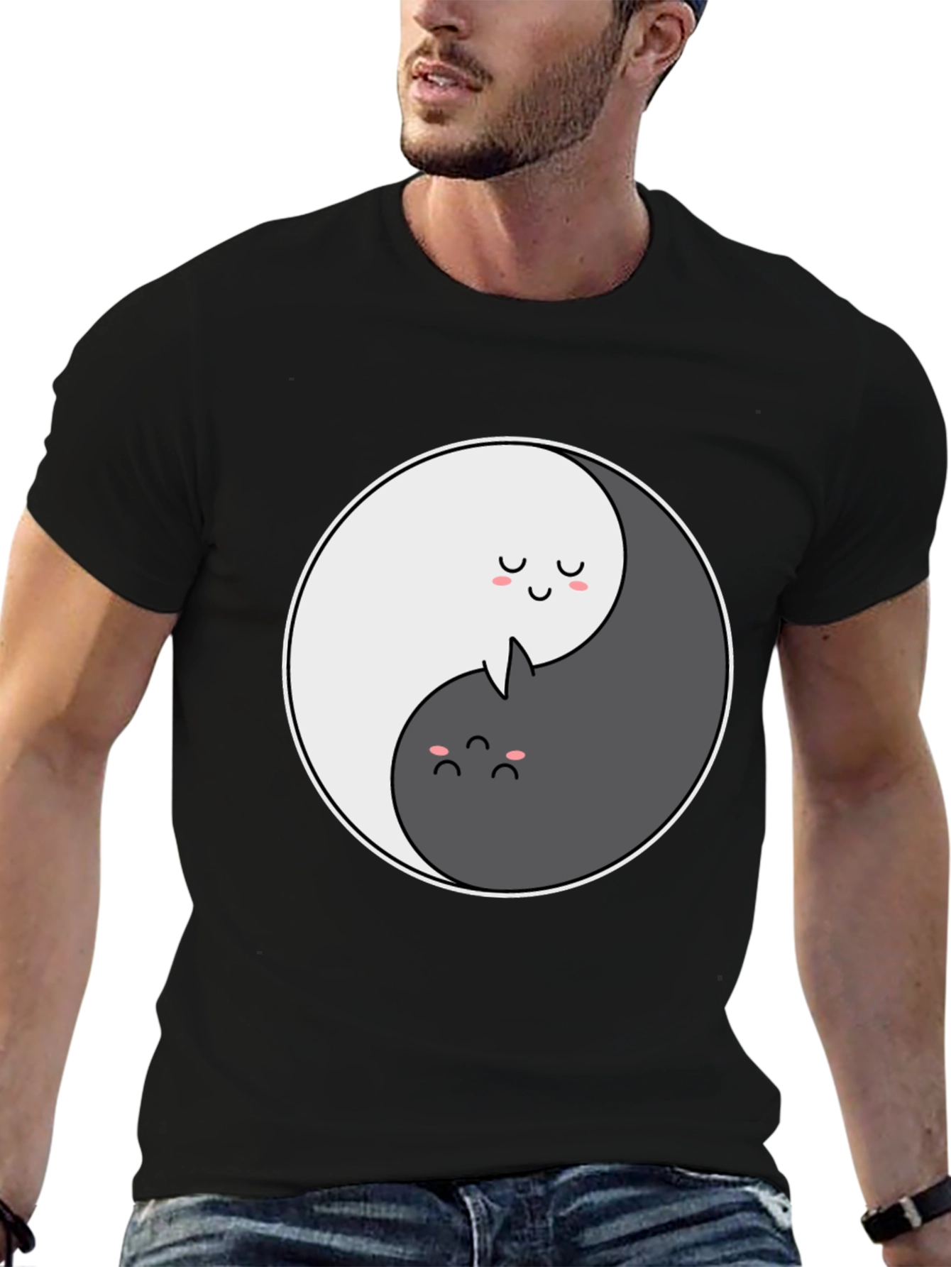Yin Yang Cat Graphic T-Shirt