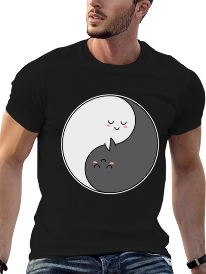 Yin Yang Cat Graphic T-Shirt
