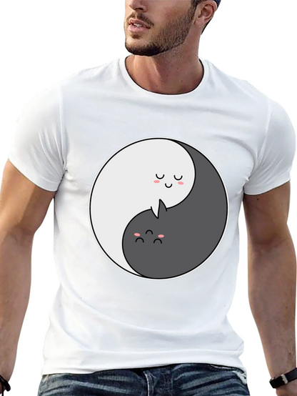 Yin Yang Cat Graphic T-Shirt