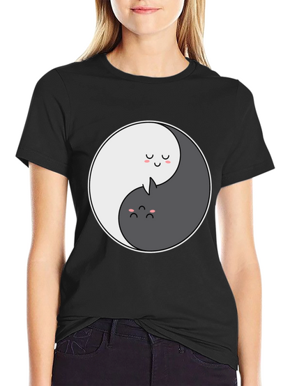 Yin Yang Cat Graphic T-Shirt