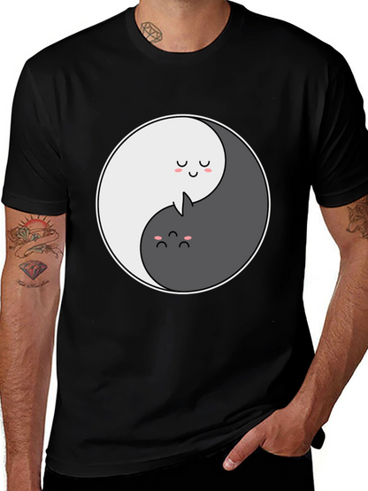 Yin Yang Cat Graphic T-Shirt