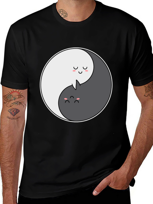 Yin Yang Cat Graphic T-Shirt