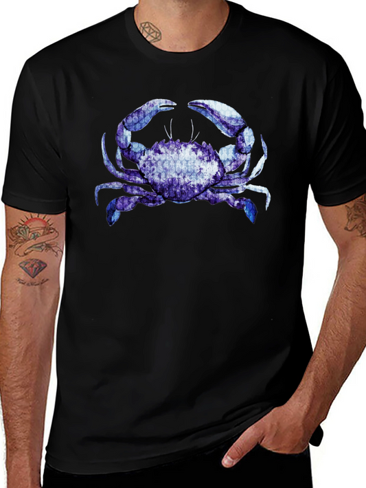 Blue Crab Graphic Black T-Shirt