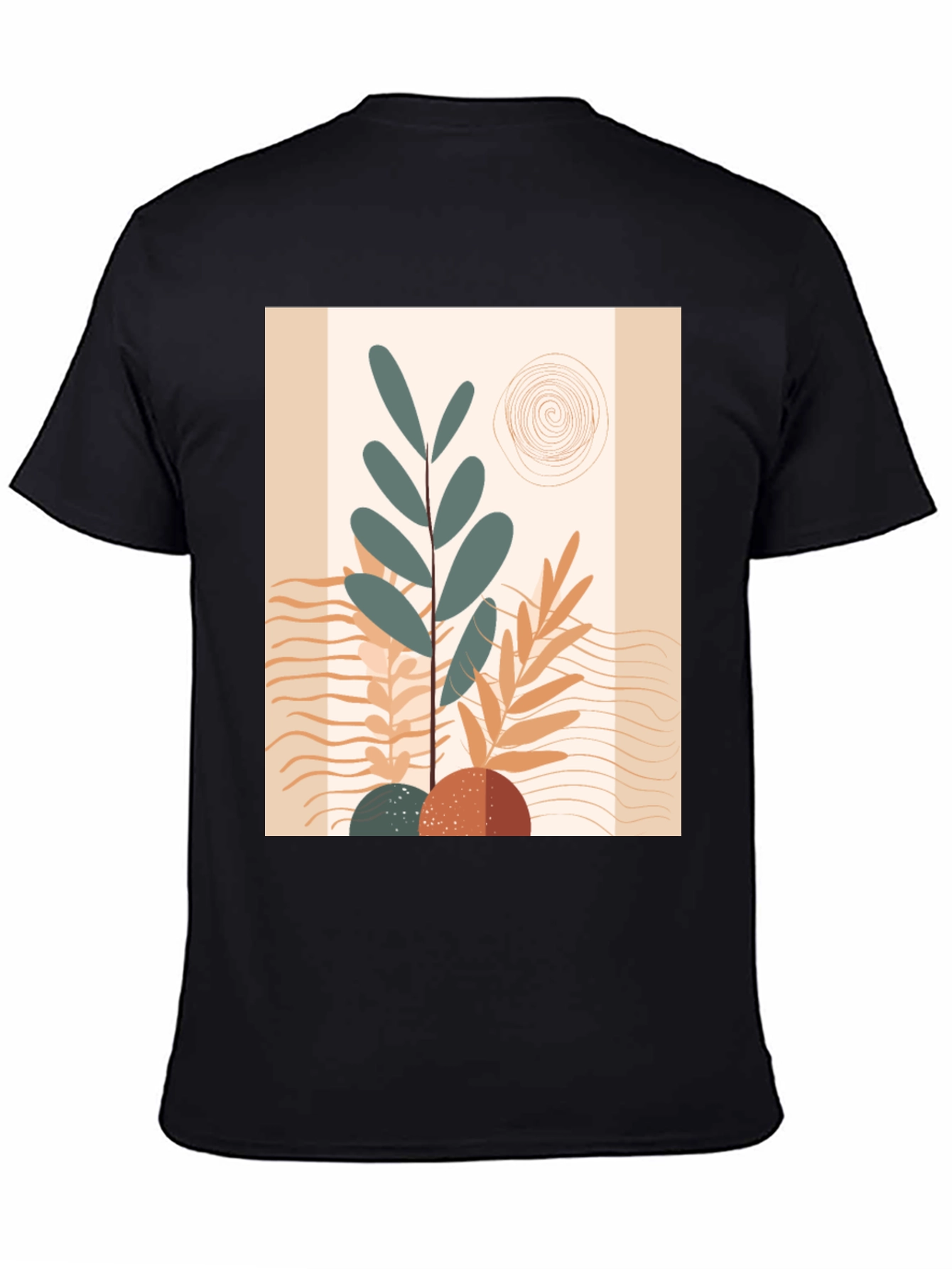 Abstract Graphic Print Black Tee