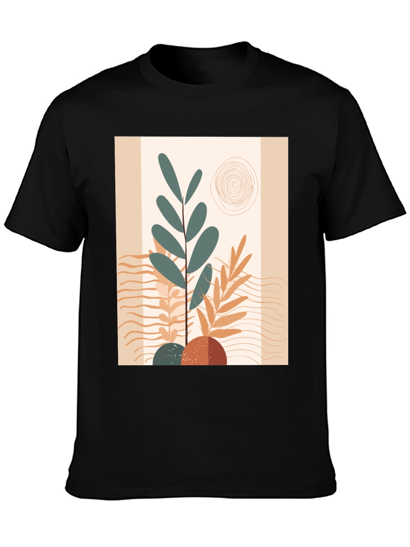 Abstract Graphic Print Black Tee