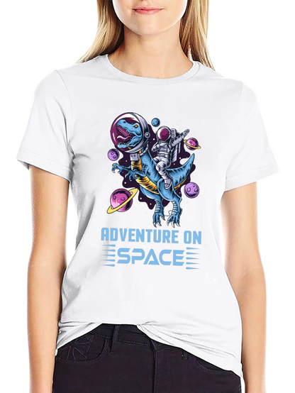 Adventure on Space T-Shirt: Dinosaur & Astronaut!