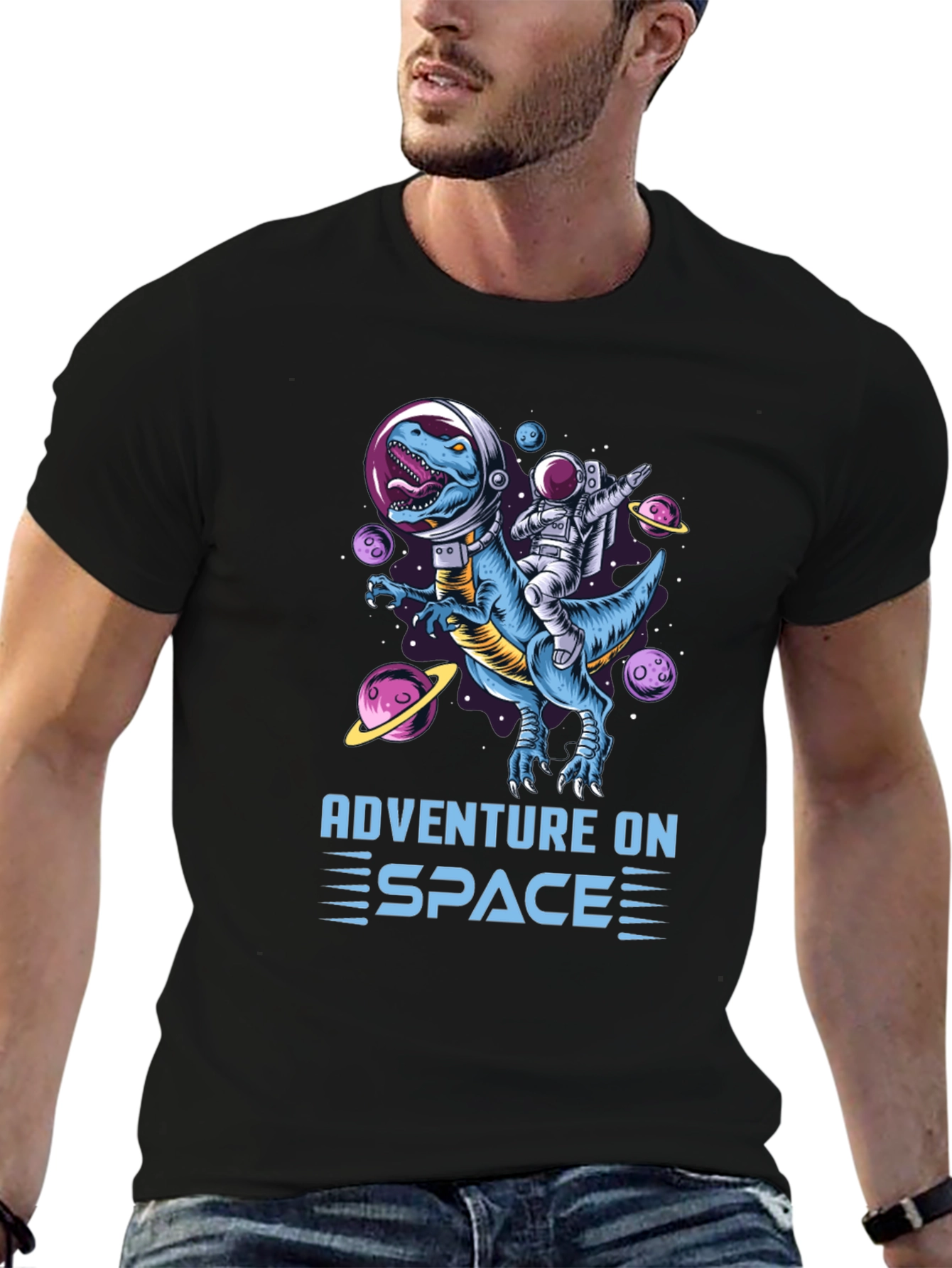 Adventure on Space T-Shirt: Dinosaur & Astronaut!