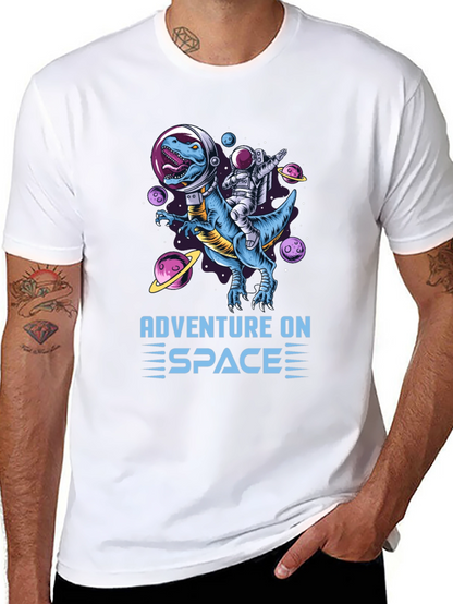 Adventure on Space T-Shirt: Dinosaur & Astronaut!
