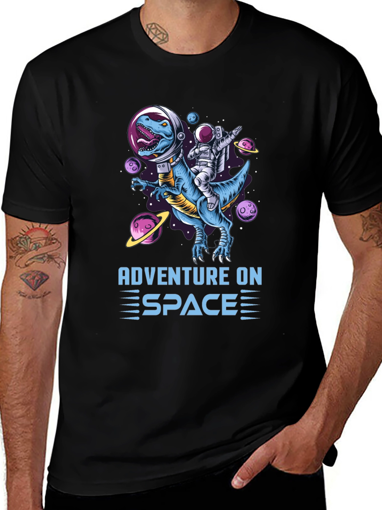 Adventure on Space T-Shirt: Dinosaur & Astronaut!