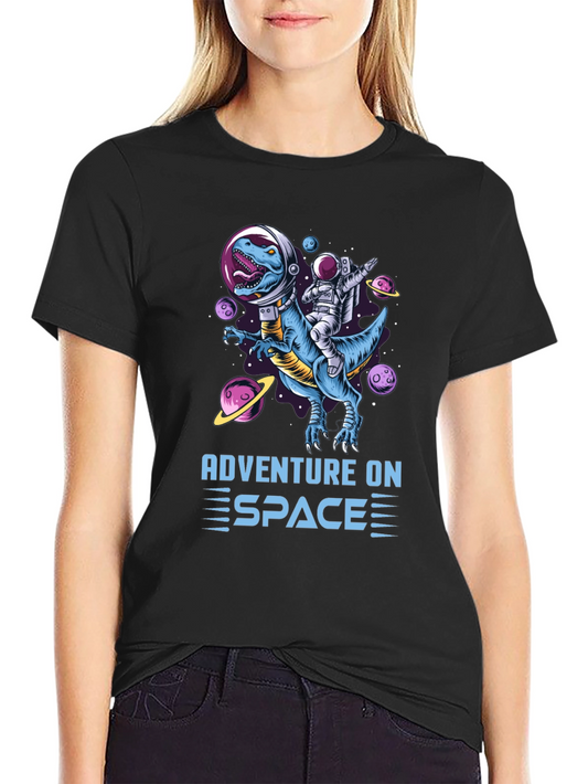 Adventure on Space T-Shirt: Dinosaur & Astronaut!