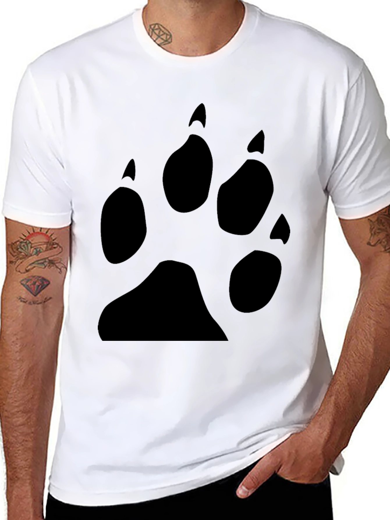 Black T-Shirt with Bear Paw Print
