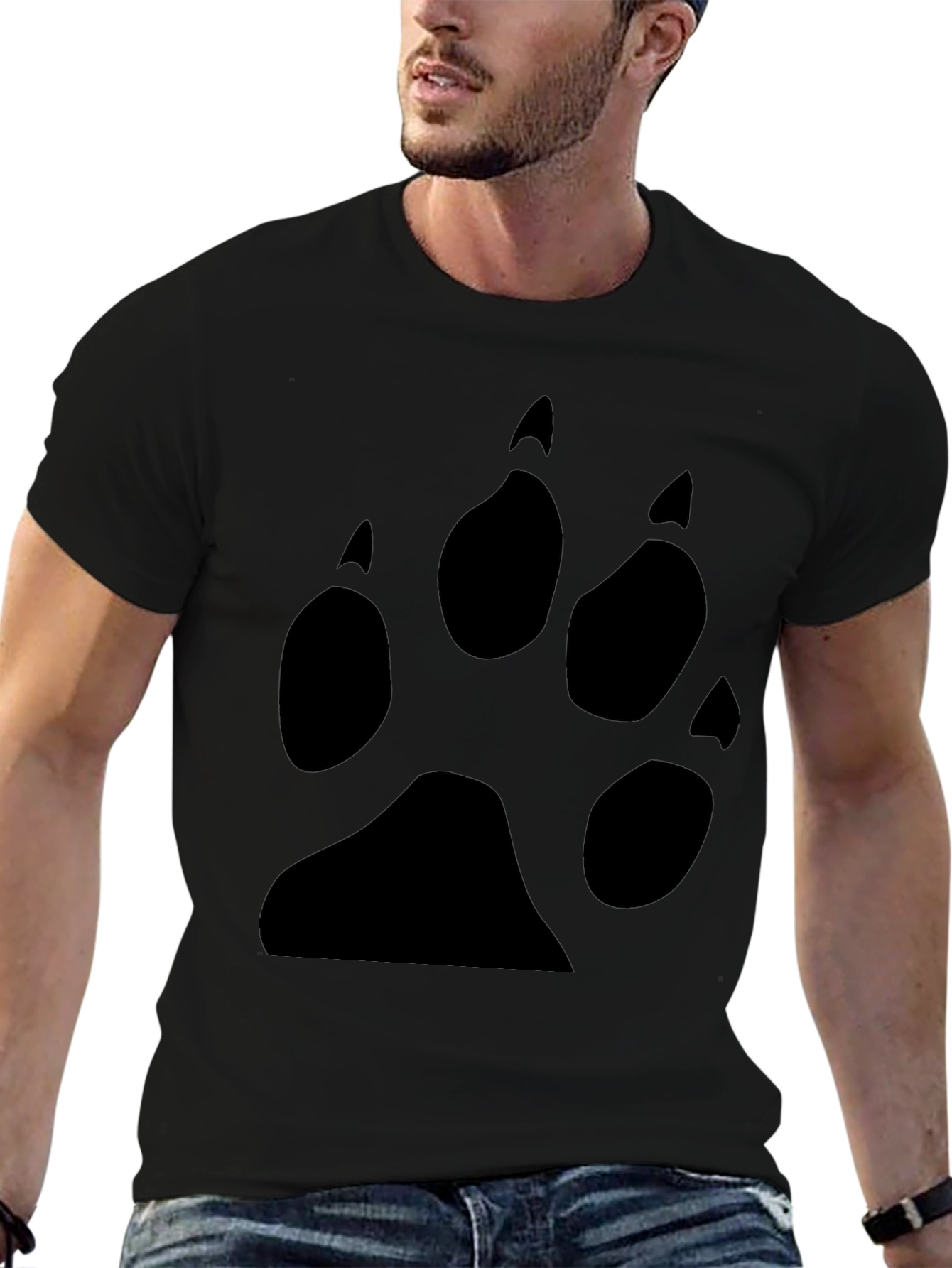 Black T-Shirt with Bear Paw Print