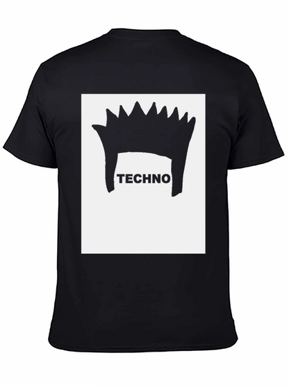 Techno Hair Graphic Tee - Black Cotton T-Shirt