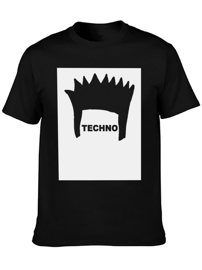 Techno Hair Graphic Tee - Black Cotton T-Shirt