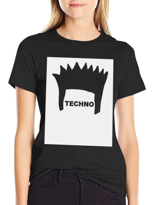 Techno Hair Graphic Tee - Black Cotton T-Shirt
