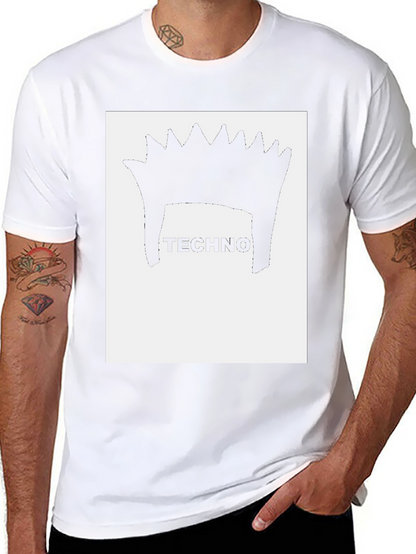 Techno Hair Graphic Tee - Black Cotton T-Shirt