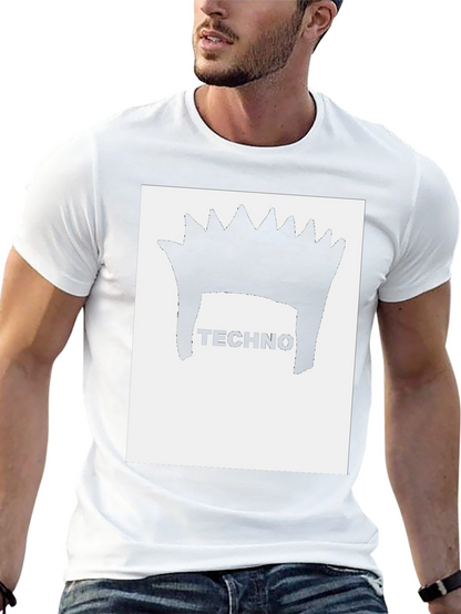 Techno Hair Graphic Tee - Black Cotton T-Shirt