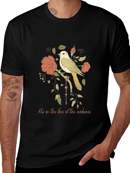 Bird and Floral Graphic Tee - Fly in the Face