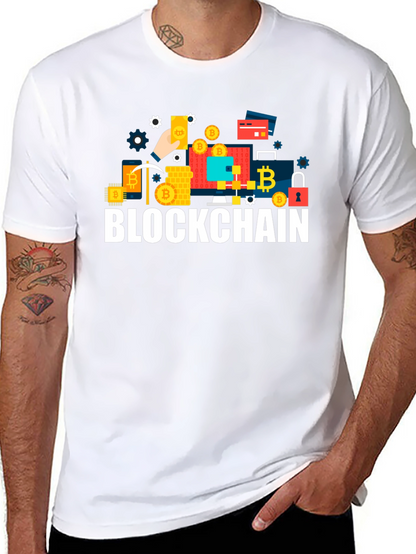 Blockchain Crypto T-Shirt - Black Crew Neck Tee