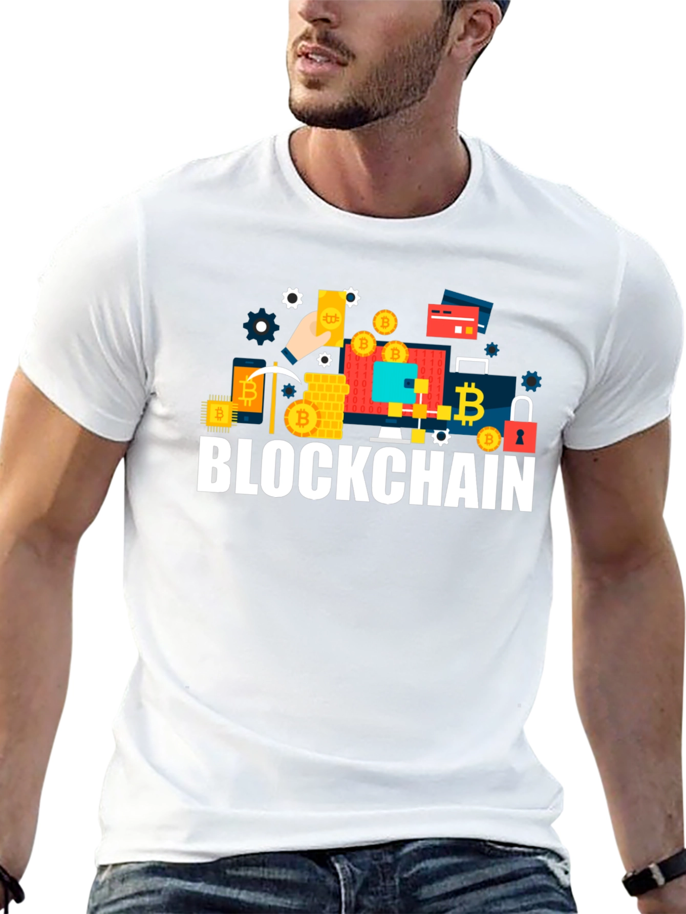Blockchain Crypto T-Shirt - Black Crew Neck Tee