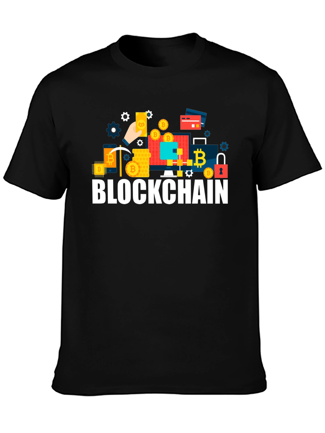 Blockchain Crypto T-Shirt - Black Crew Neck Tee