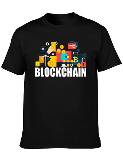 Blockchain Crypto T-Shirt - Black Crew Neck Tee