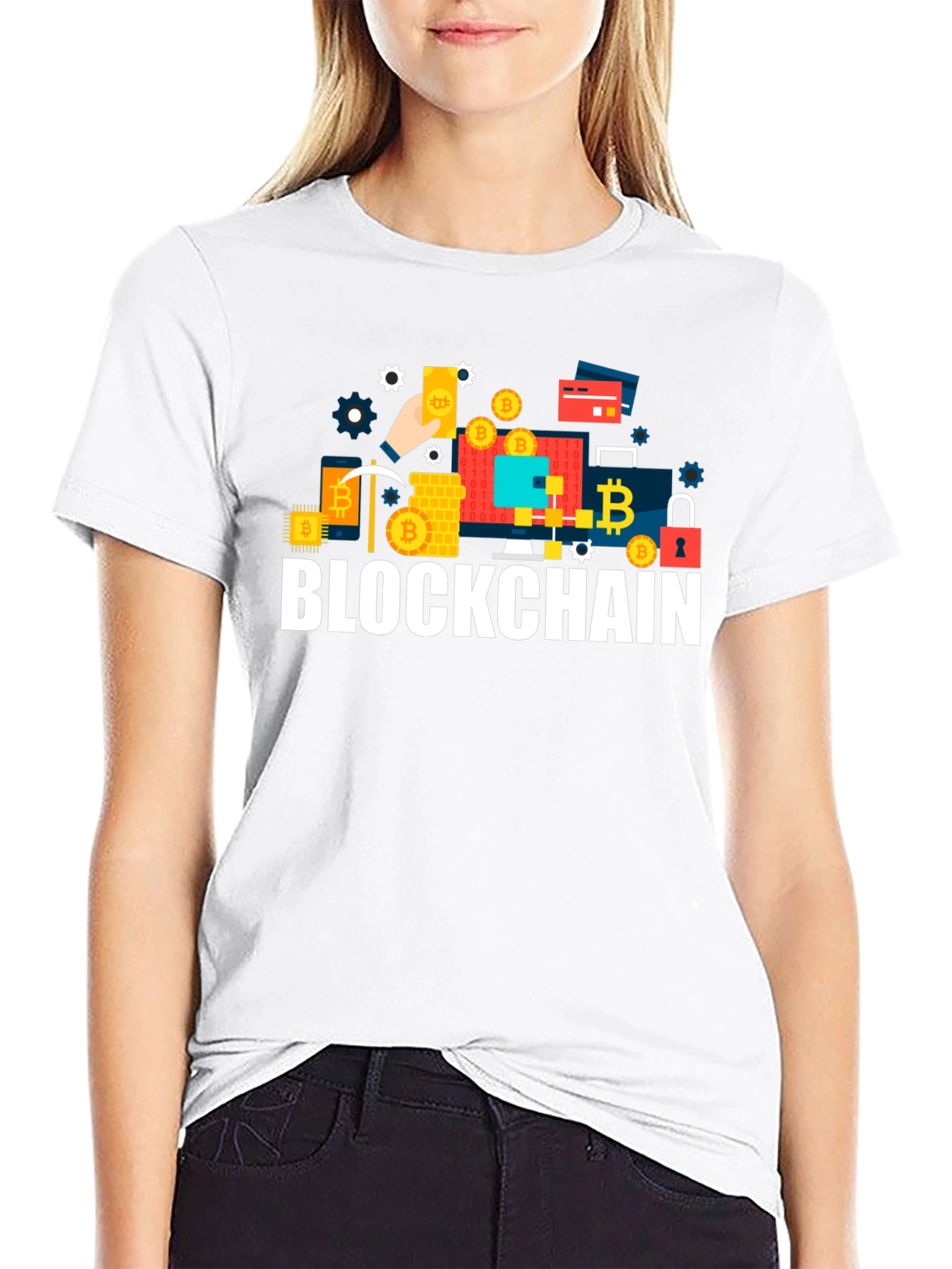 Blockchain Crypto T-Shirt - Black Crew Neck Tee