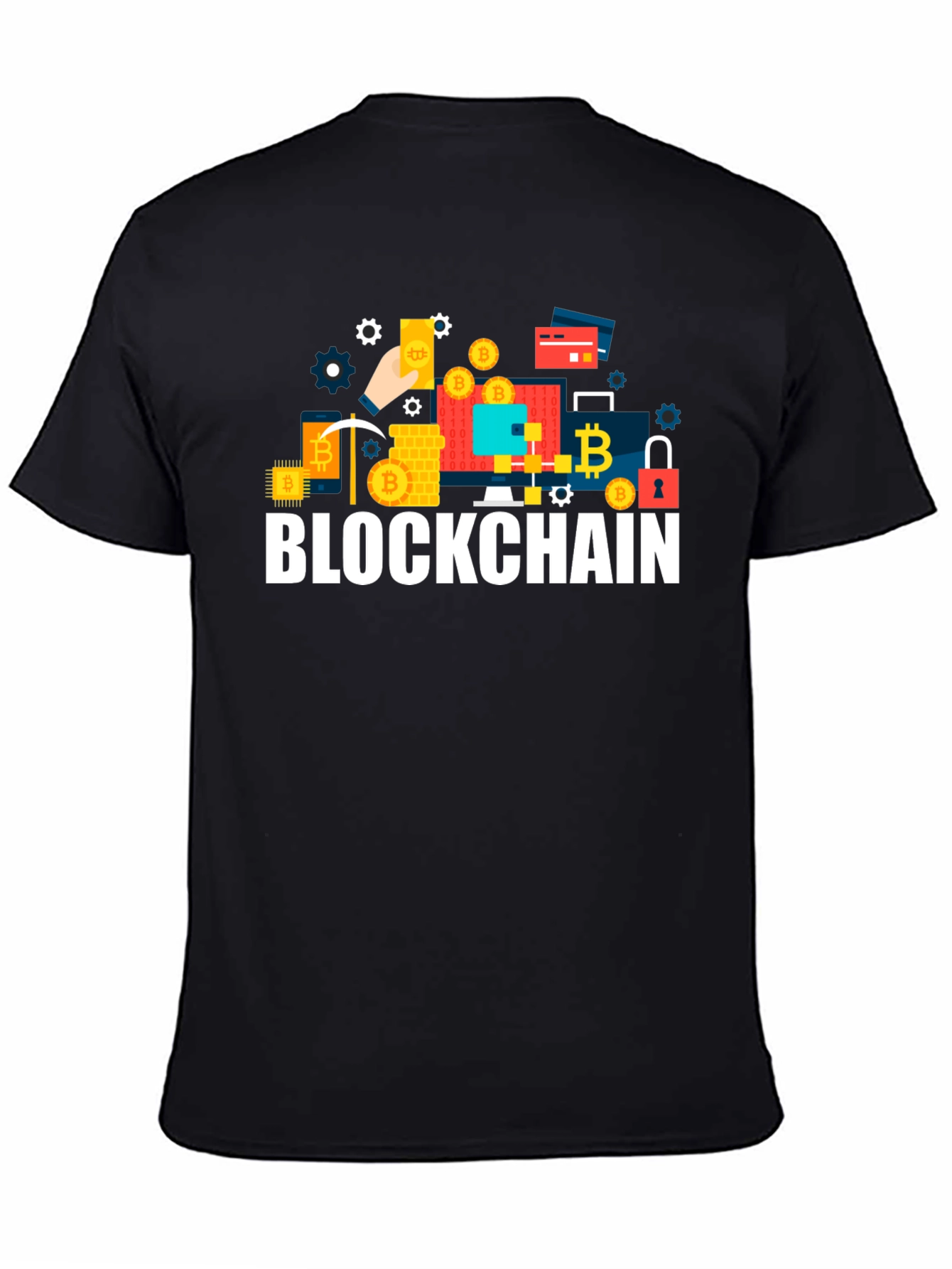 Blockchain Crypto T-Shirt - Black Crew Neck Tee