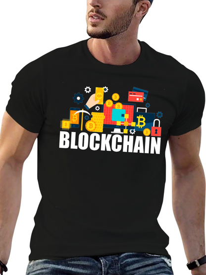 Blockchain Crypto T-Shirt - Black Crew Neck Tee