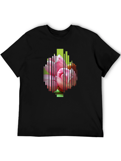 Black Floral Stripe Graphic Tee