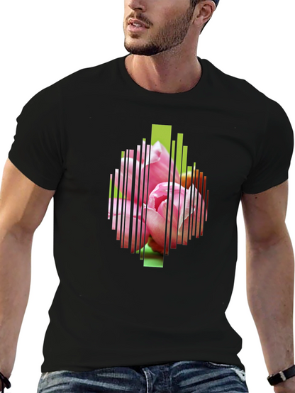 Black Floral Stripe Graphic Tee