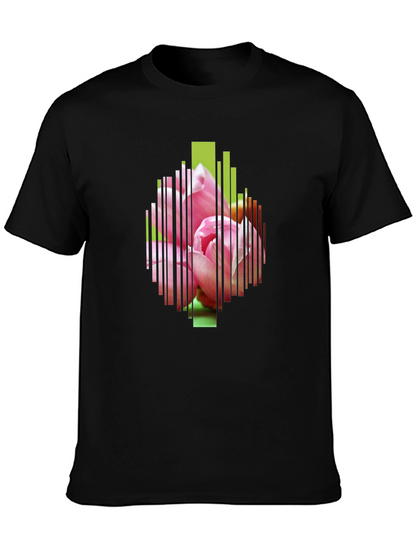Black Floral Stripe Graphic Tee