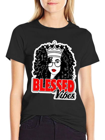 Blessed Vibes Black Queen T-Shirt