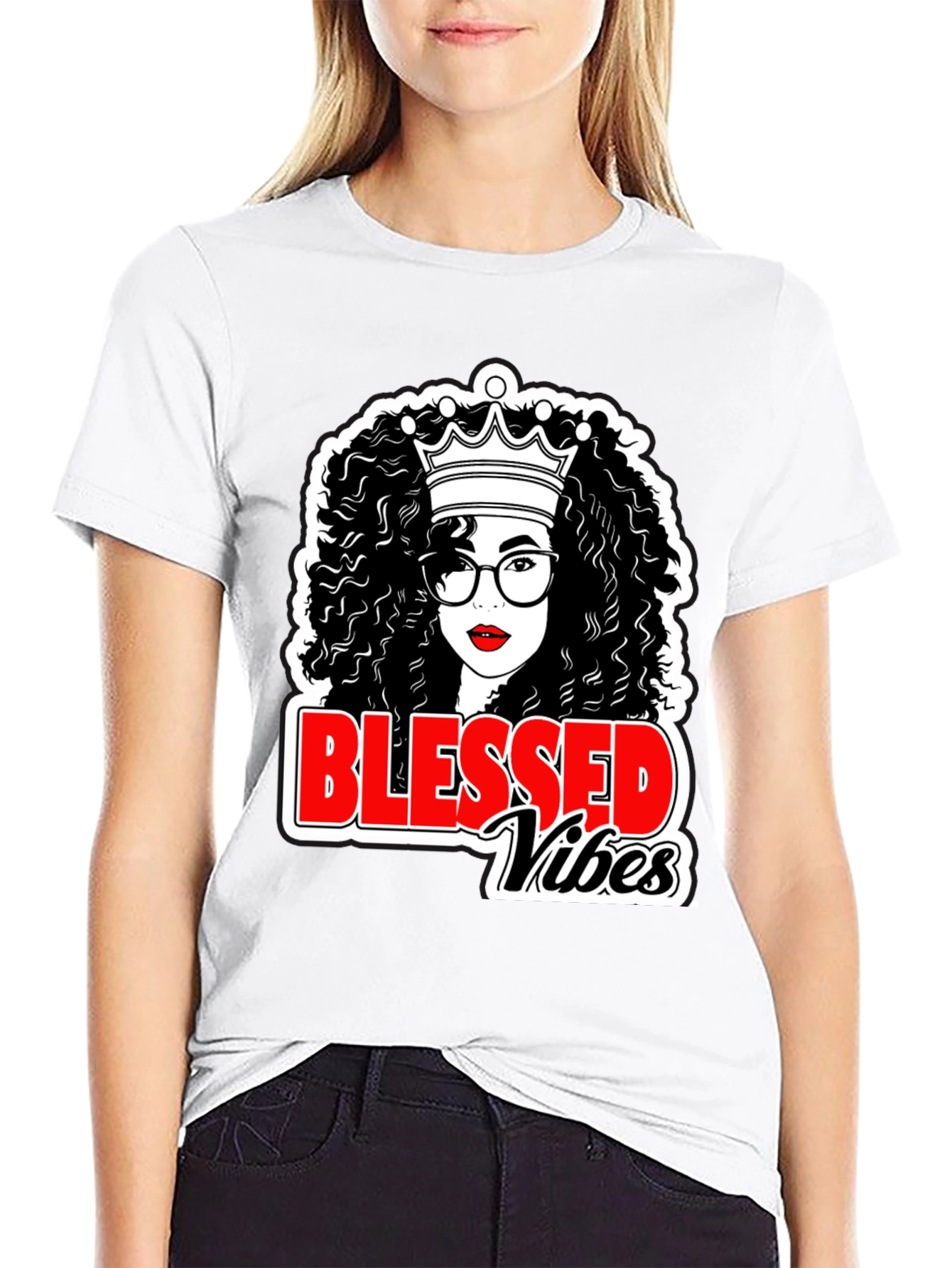 Blessed Vibes Black Queen T-Shirt