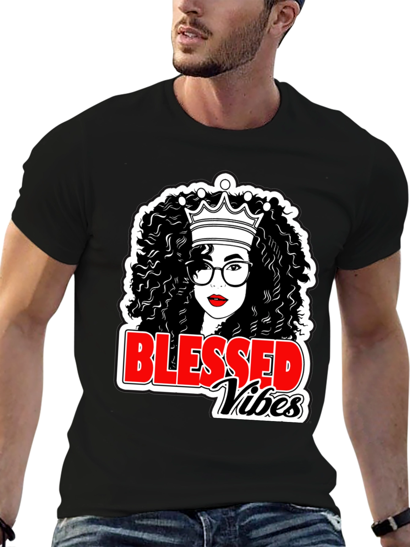 Blessed Vibes Black Queen T-Shirt