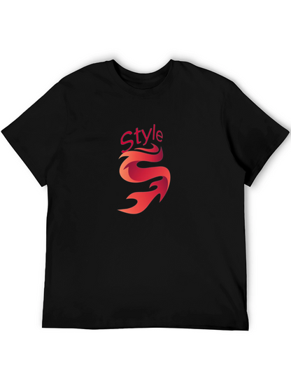 Stylish Black Graphic Tee - Style Flame Design