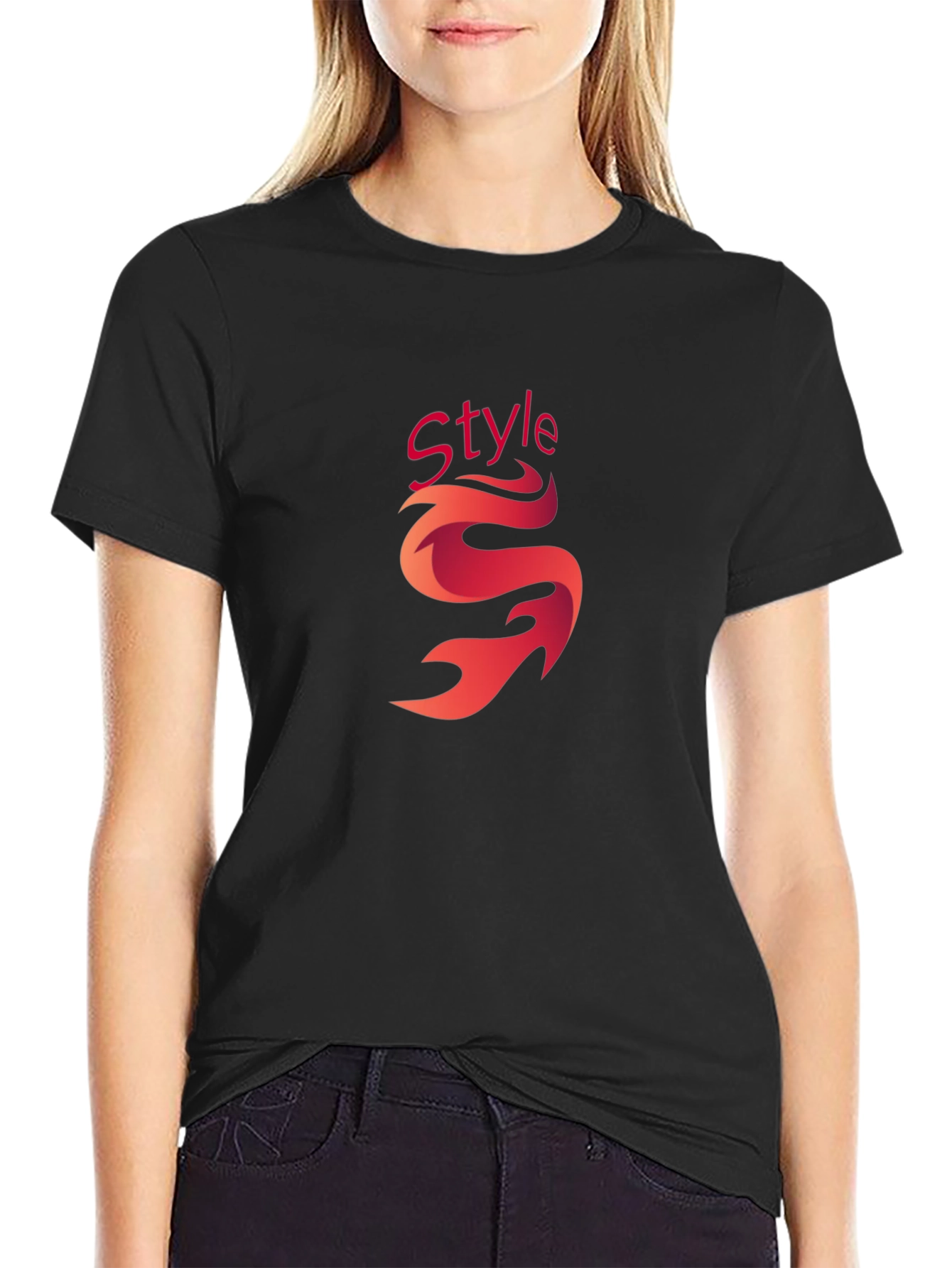 Stylish Black Graphic Tee - Style Flame Design