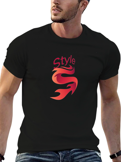 Stylish Black Graphic Tee - Style Flame Design