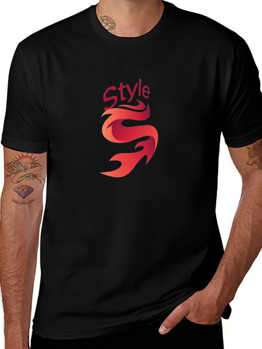 Stylish Black Graphic Tee - Style Flame Design