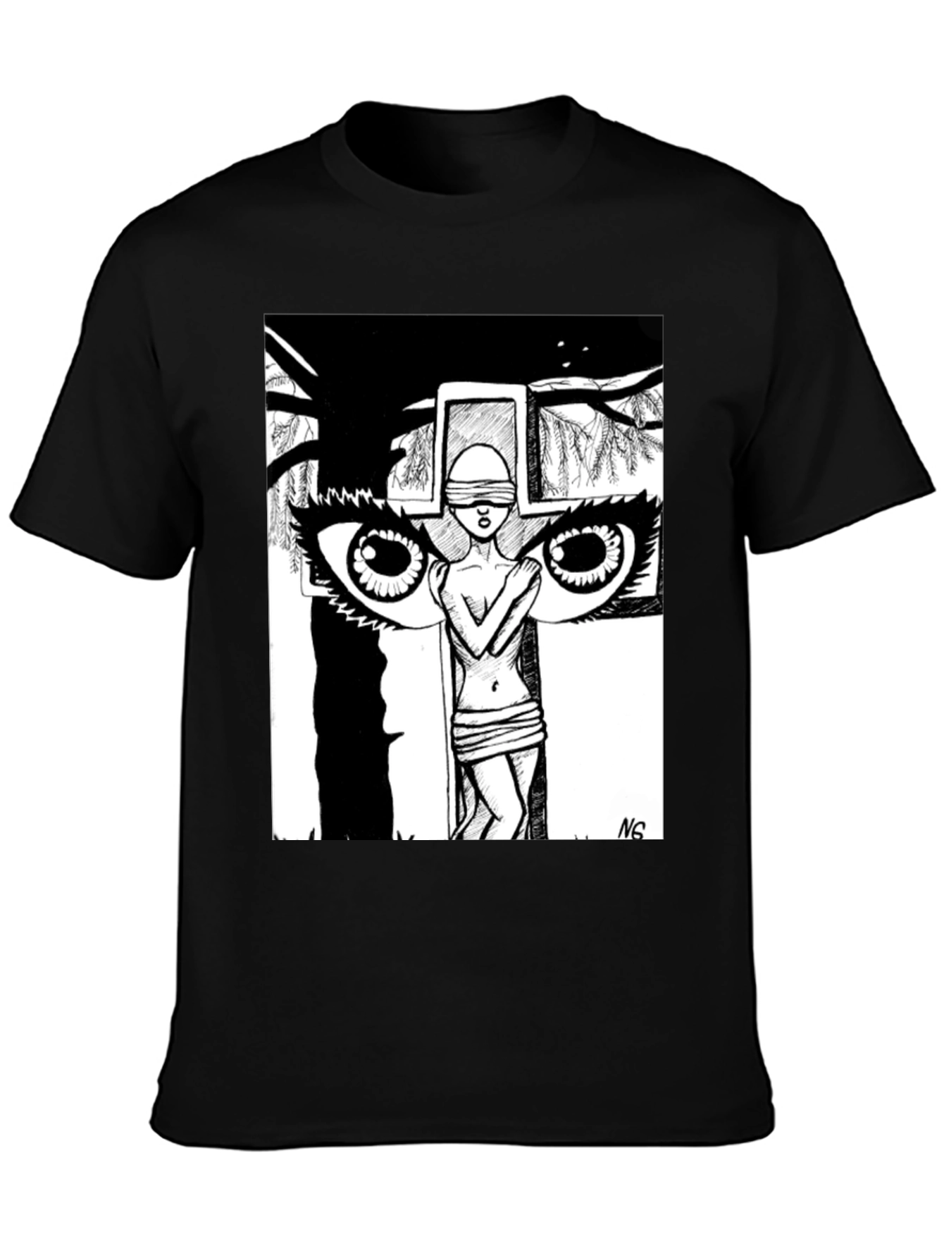 Unique Graphic Print Black T-Shirt