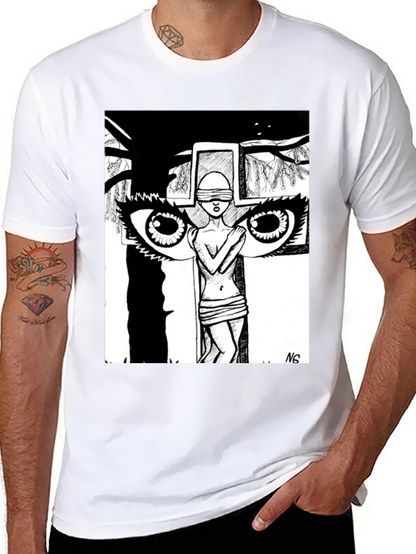 Unique Graphic Print Black T-Shirt