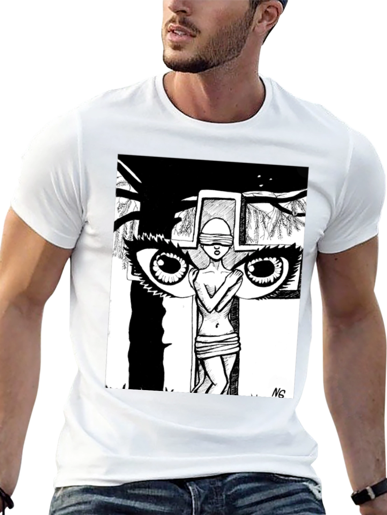 Unique Graphic Print Black T-Shirt