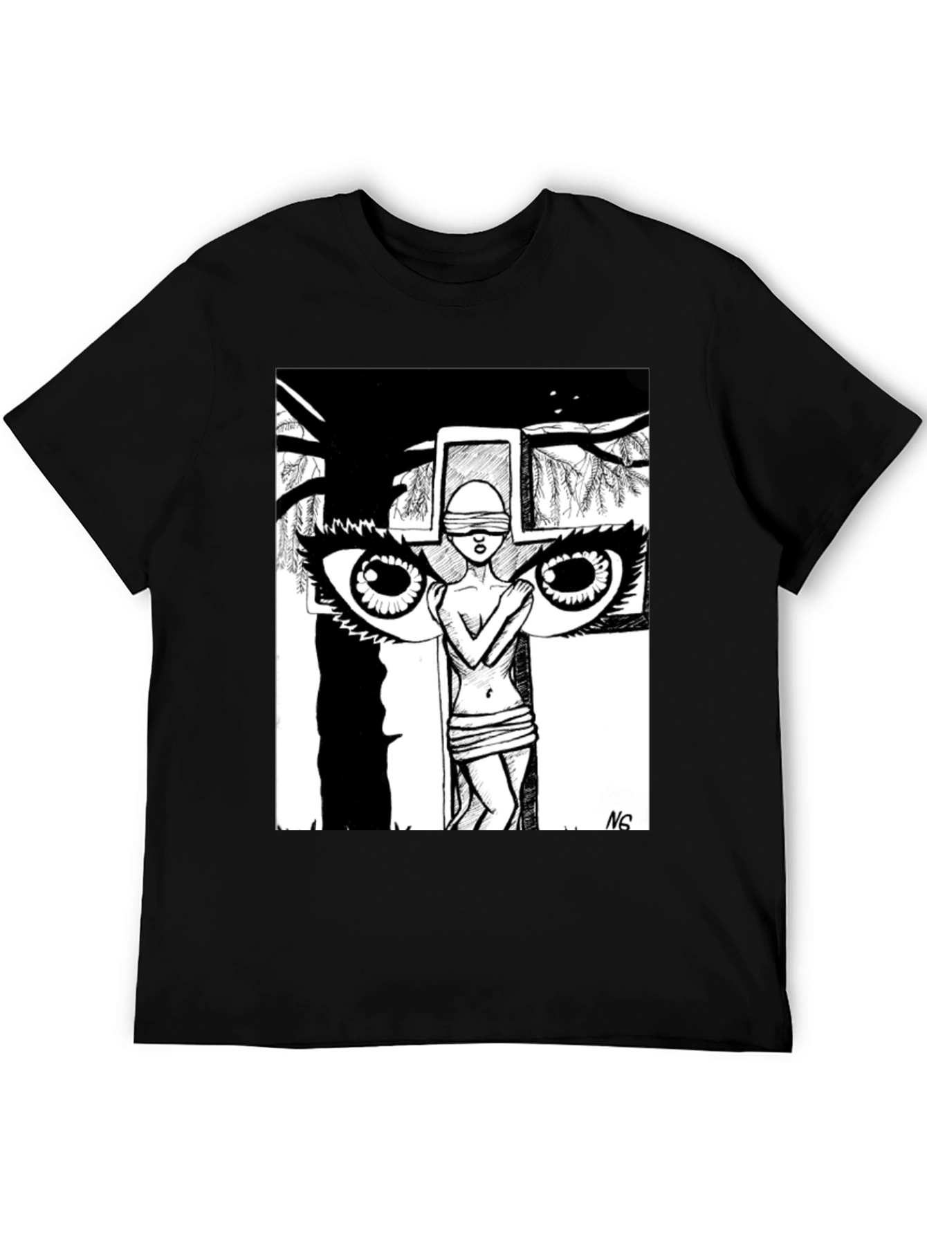 Unique Graphic Print Black T-Shirt