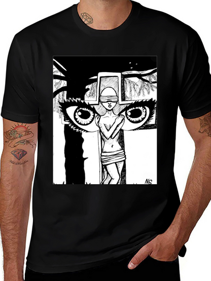 Unique Graphic Print Black T-Shirt